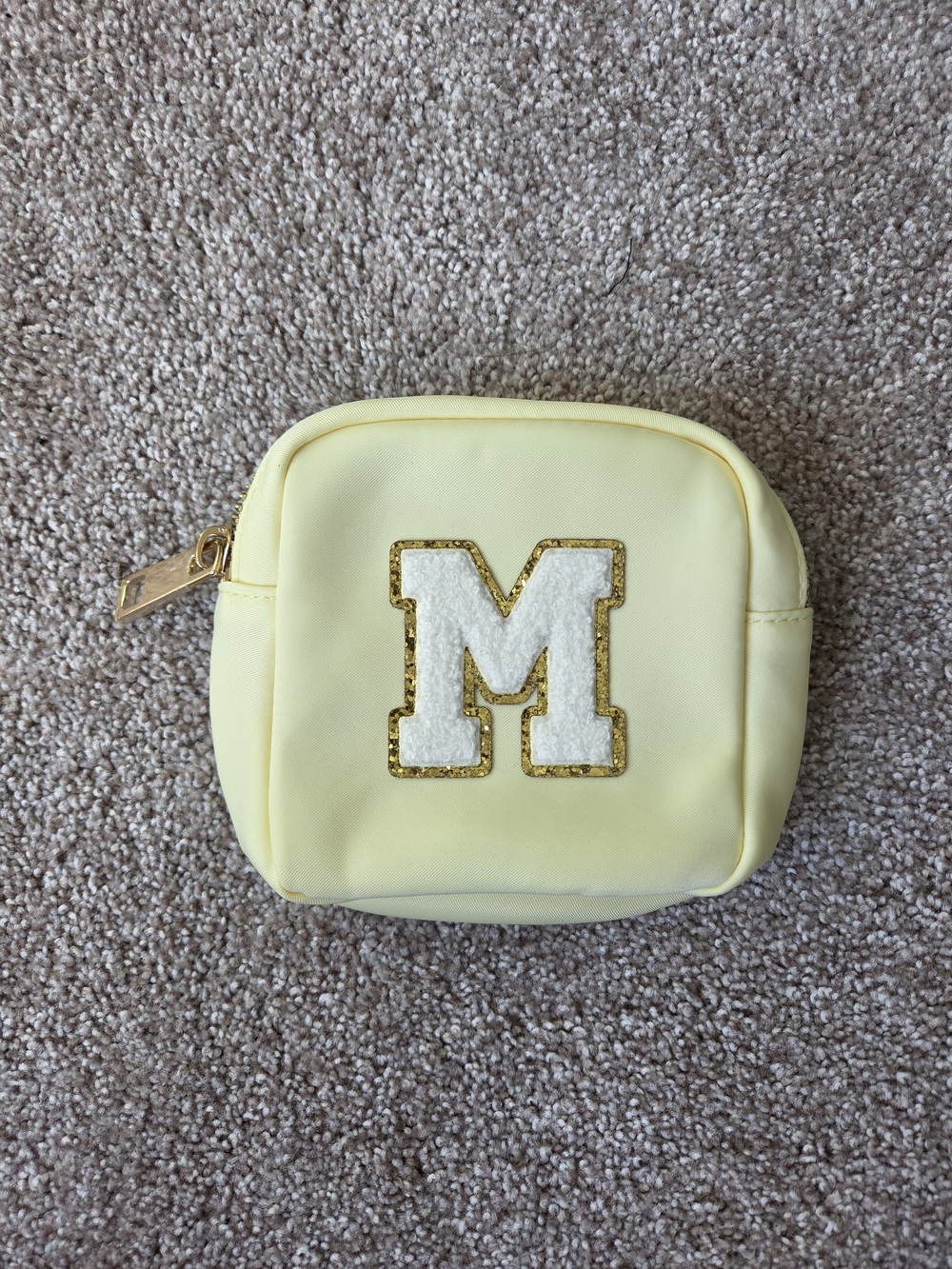 Mini Yellow Women's Coin Purse with Embroidered 'M'